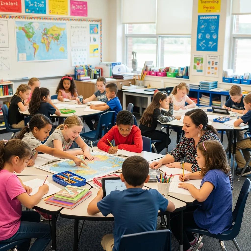 Students engaged in a classroom at a top-rated public school in Short Pump, highlighting collaboration and learning